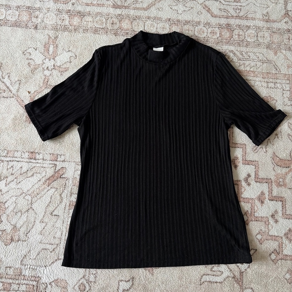 Classic Black Ribbed Women's Top